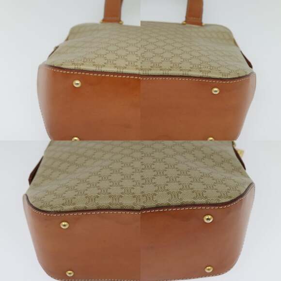 CELINE Macadam Canvas Hand Bag Pvc Beige Gold - Picture 10 of 12